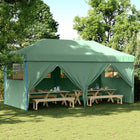 Pop-up folding party tent with 4 side panels green