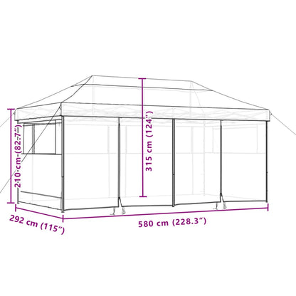 Partytent inklapbaar pop-up met 4 zijwanden oranje