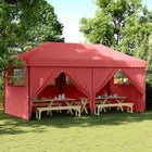 Folding pop-up party tent with 4 side walls burgundy