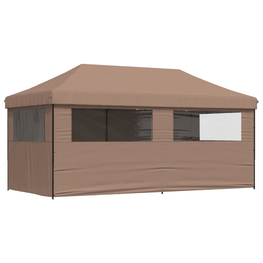 Partytent inklapbaar pop-up met 4 zijwanden bruin