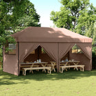 Pop-up folding party tent with 4 side panels brown