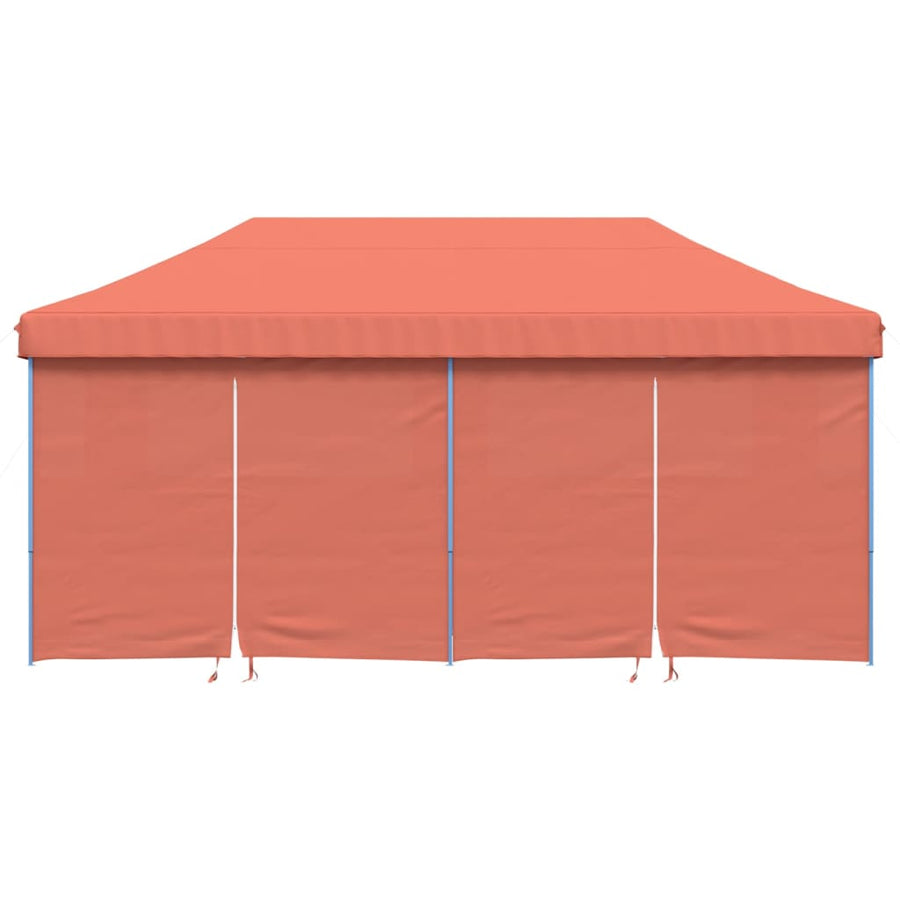 Partytent inklapbaar pop-up met 4 zijwanden terracottakleurig