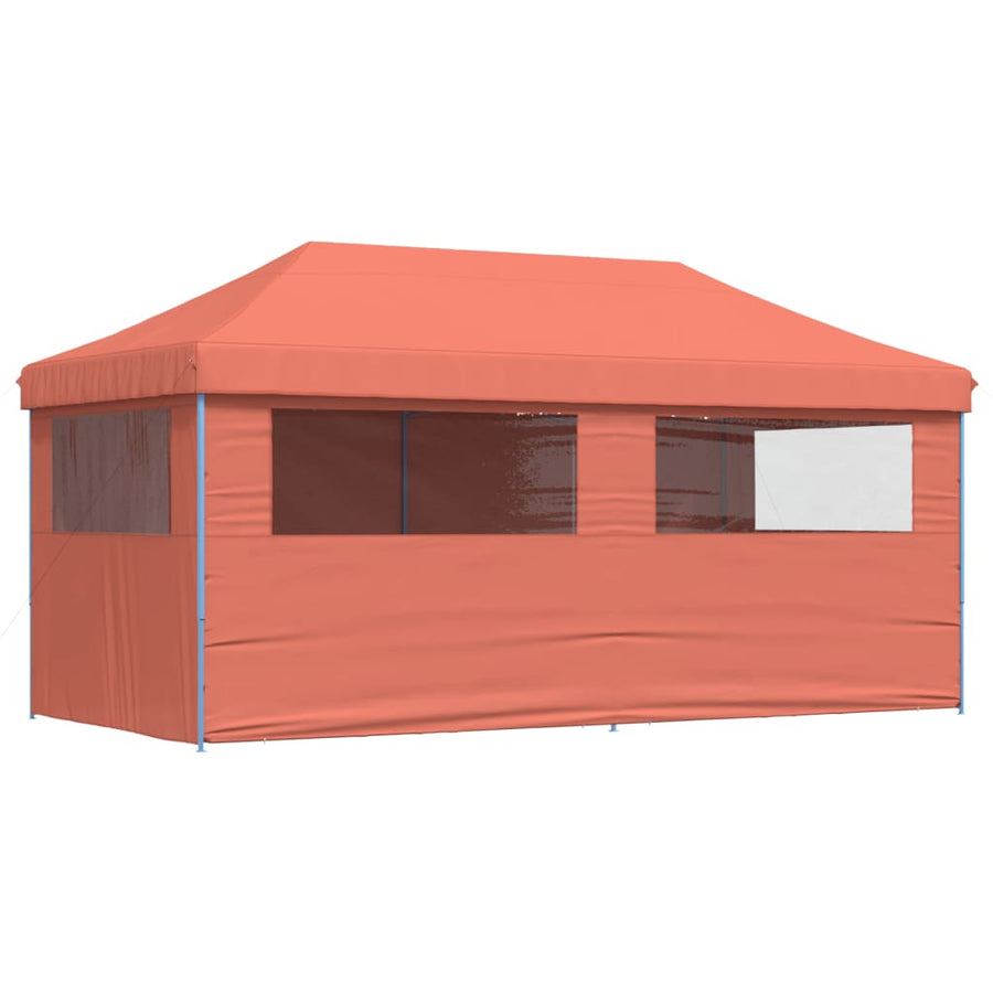 Partytent inklapbaar pop-up met 4 zijwanden terracottakleurig