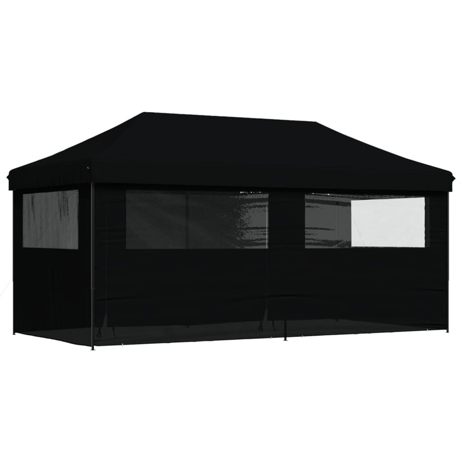 Partytent inklapbaar pop-up met 4 zijwanden zwart