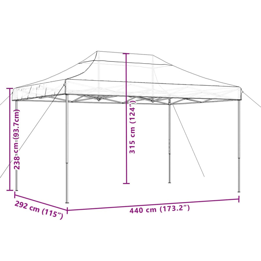 Partytent inklapbaar pop-up 440x292x315 cm bruin