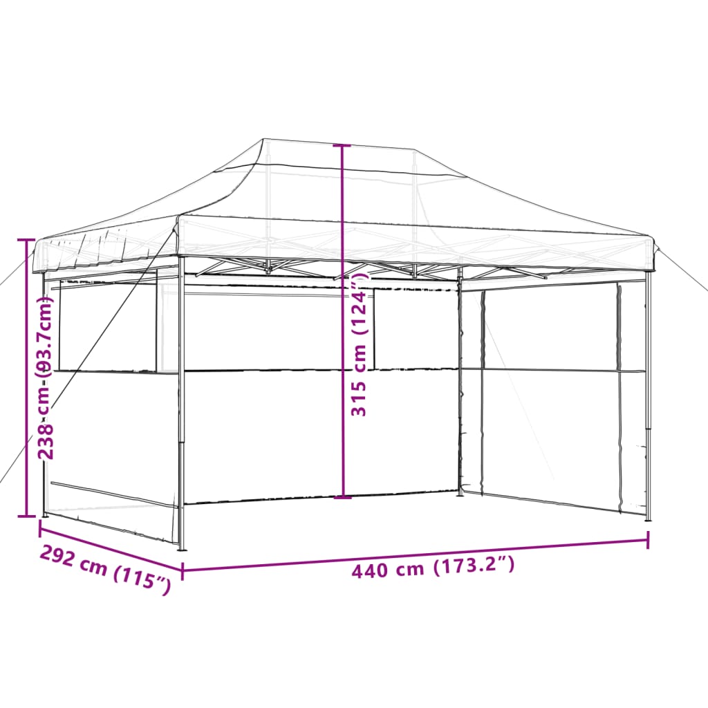 Partytent inklapbaar pop-up met 3 zijwanden groen