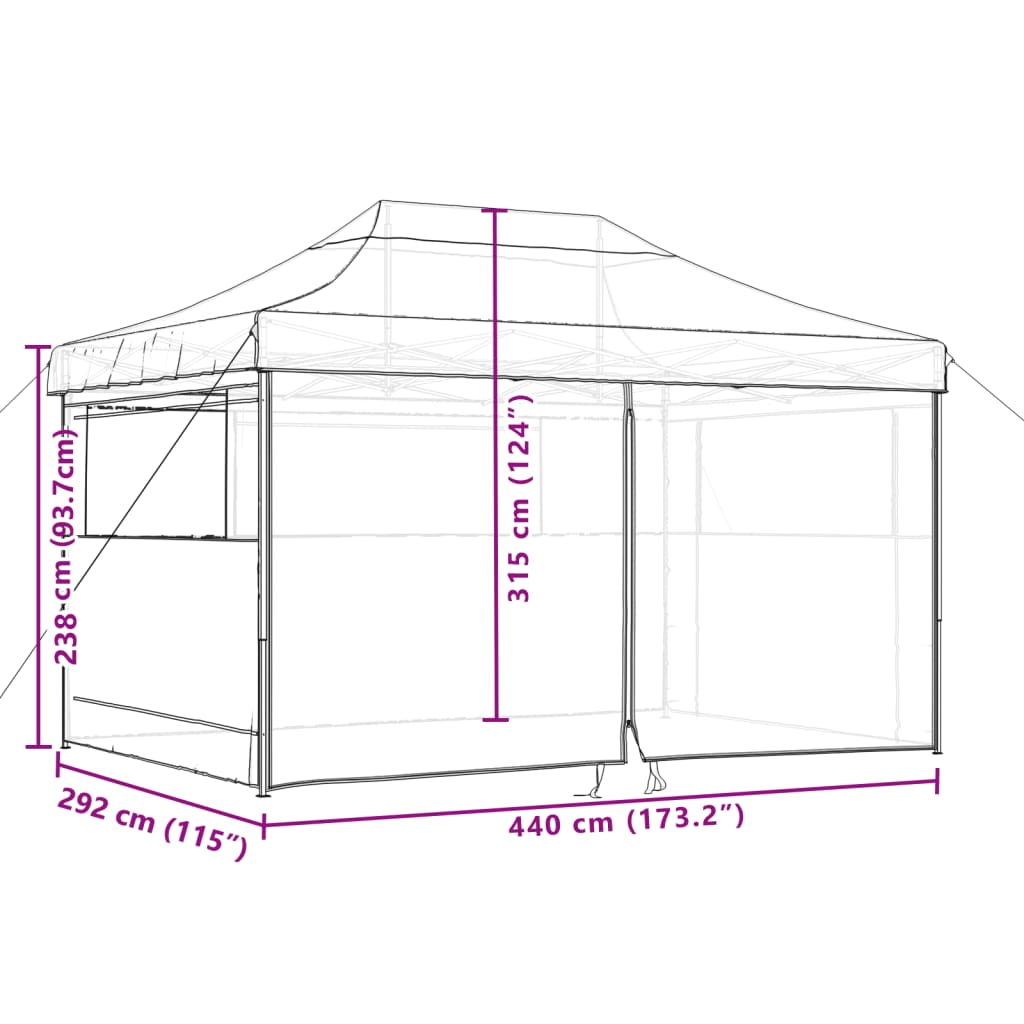 Partytent inklapbaar pop-up met 4 zijwanden groen