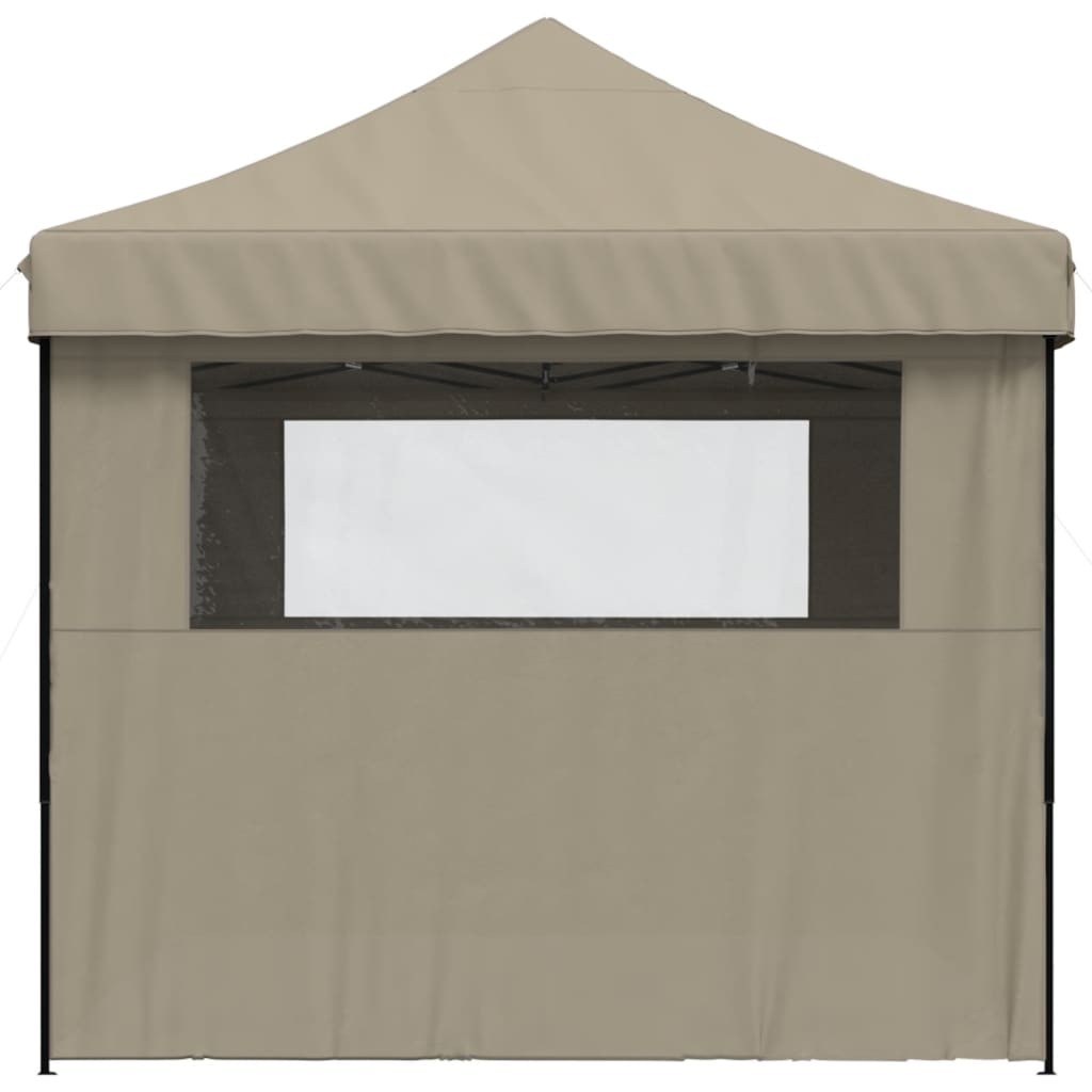 Partytent inklapbaar pop-up met 4 zijwanden taupe