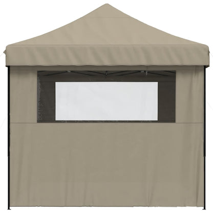 Partytent inklapbaar pop-up met 4 zijwanden taupe