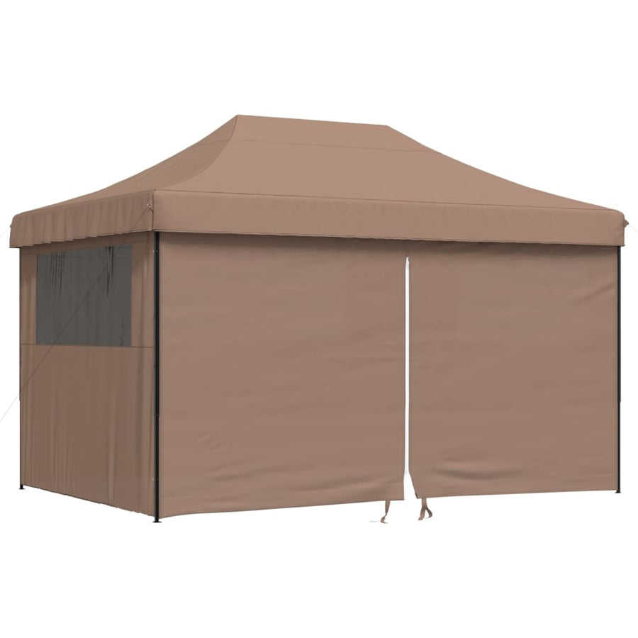 Partytent inklapbaar pop-up met 4 zijwanden bruin