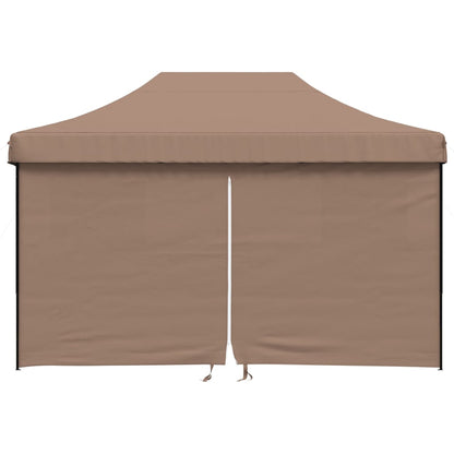 Partytent inklapbaar pop-up met 4 zijwanden bruin