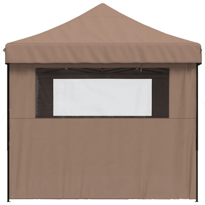 Partytent inklapbaar pop-up met 4 zijwanden bruin