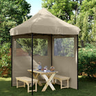 Pop-up folding party tent with 2 side walls taupe