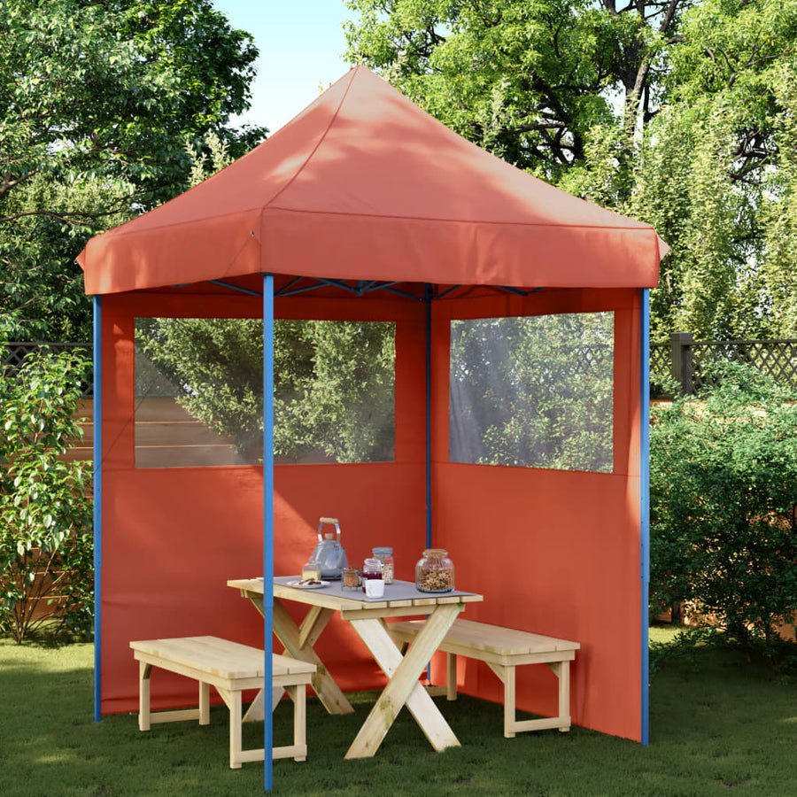 Partytent Inklapbaar Pop-Up Met 2 Zijwanden Terracottakleurig
