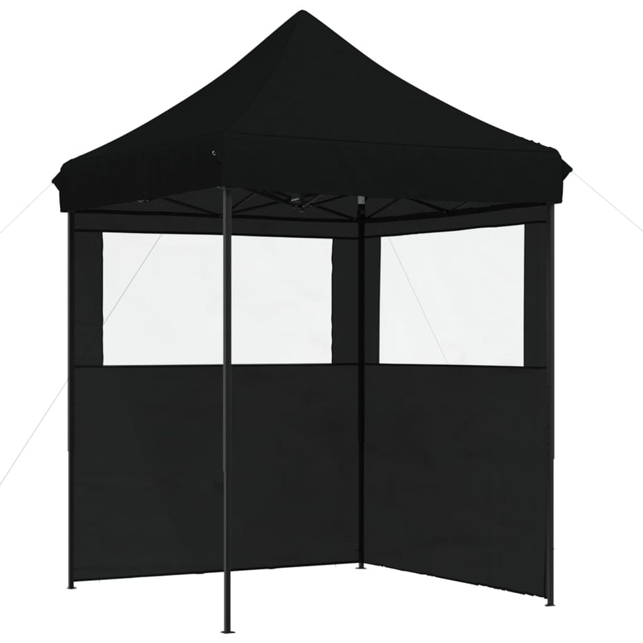 Partytent inklapbaar pop-up met 2 zijwanden zwart
