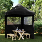 Folding pop-up party tent with 2 side panels black