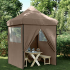 Pop-up folding party tent with 4 side panels brown