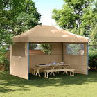 Pop-up folding party tent with 3 side walls beige