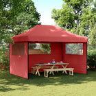 Pop-up folding party tent with 3 side walls burgundy