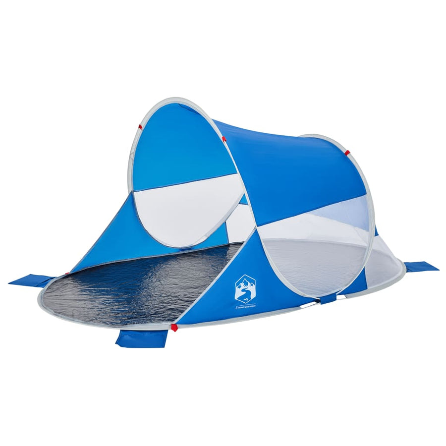 Strandtent 2-persoons pop-up waterdicht azuurblauw