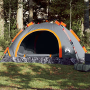 Tent 4-persoons snelontgrendeling grijs oranje 260x200x160 cm