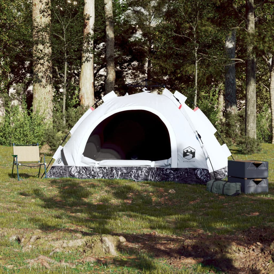 Tent 4-persoons snelontgrendeling verduisterende stof wit