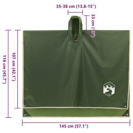 Regenponcho met capuchon 2-in-1 ontwerp 223x145 cm groen