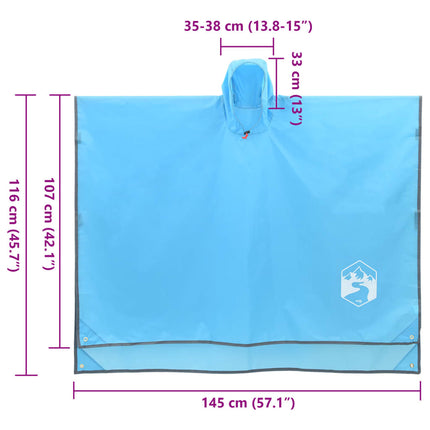 Regenponcho met capuchon 2-in-1 ontwerp 223x145 cm blauw