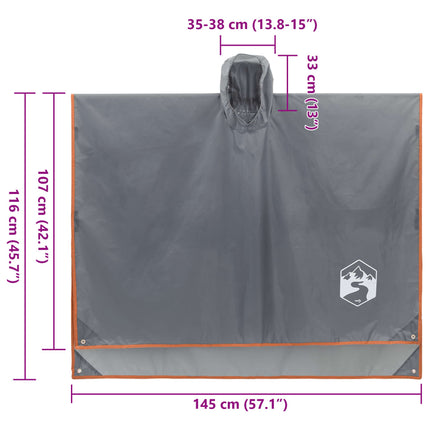 Regenponcho met capuchon 2-in-1 ontwerp 223x145 cm grijs oranje