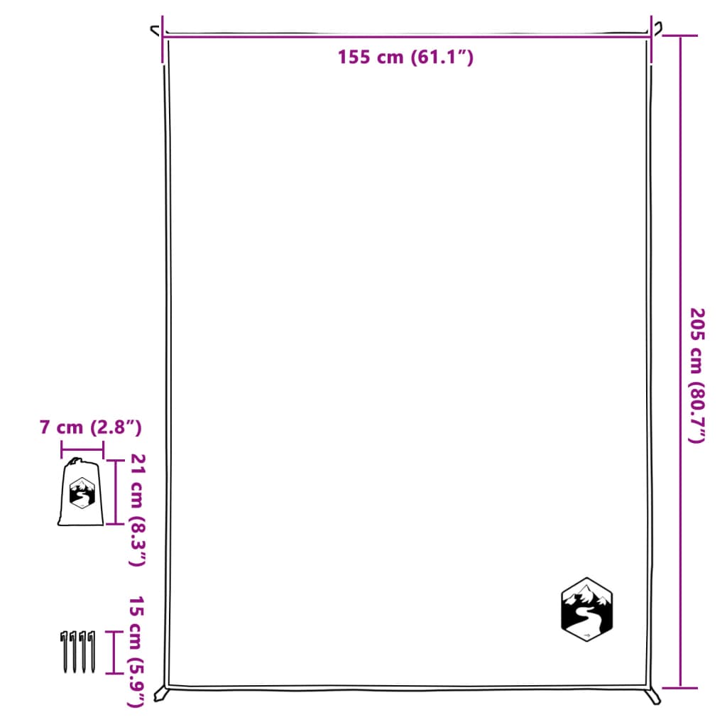 Picknickkleed met haringen 205x155 cm groen