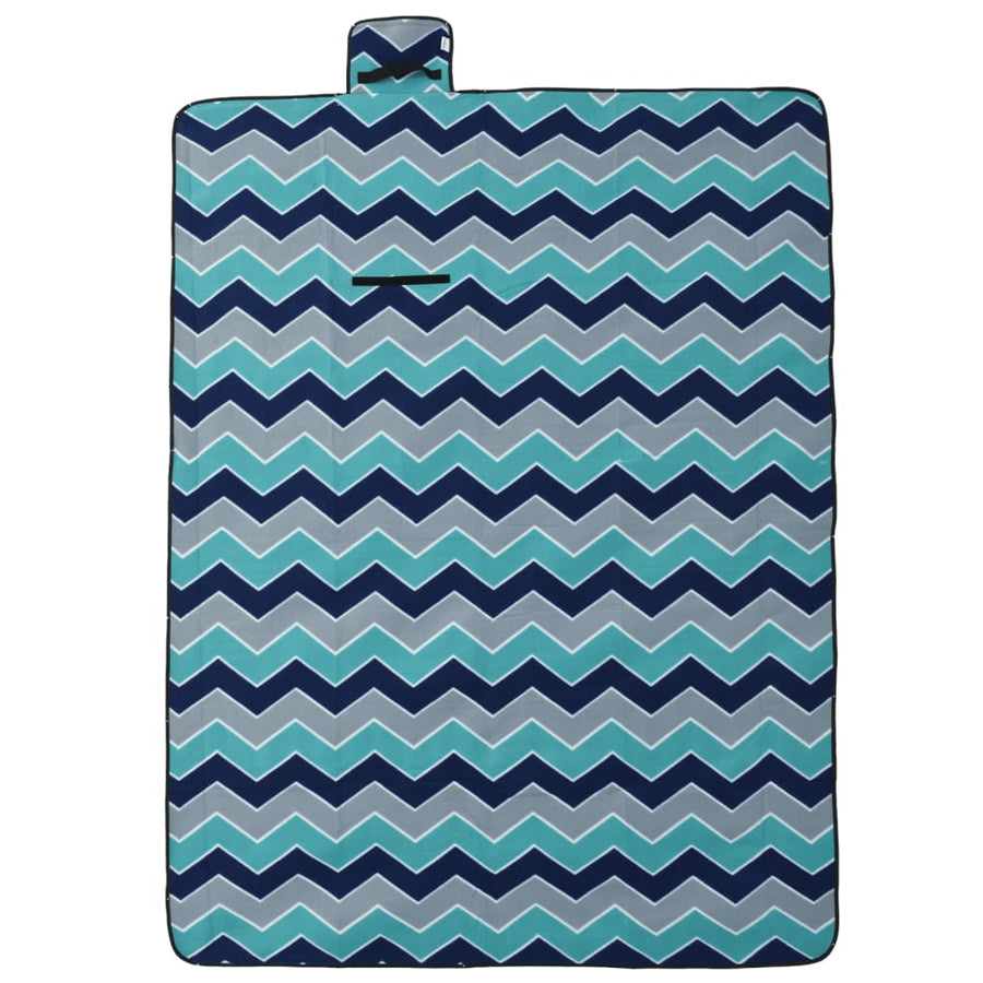 Picknickkleed opvouwbaar golven 200x150 cm fluweel blauw