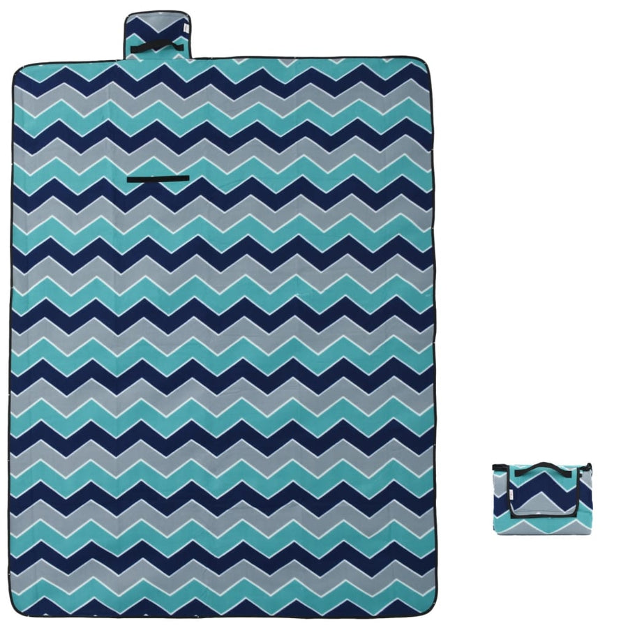 Picknickkleed opvouwbaar golven 200x150 cm fluweel blauw