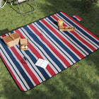 Foldable picnic blanket striped 200x150 cm velvet blue red
