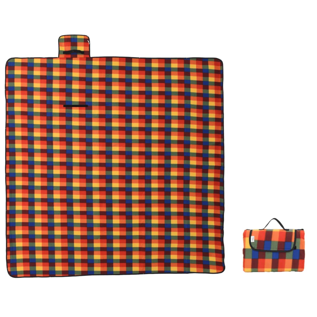 Picknickkleed opvouwbaar geruit 200x200 cm fluweel meerkleurig