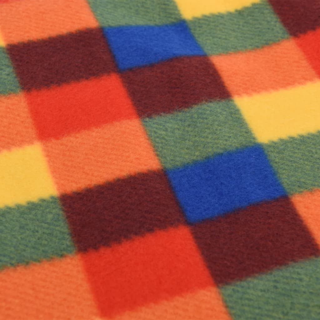 Picknickkleed opvouwbaar geruit 200x200 cm fluweel meerkleurig
