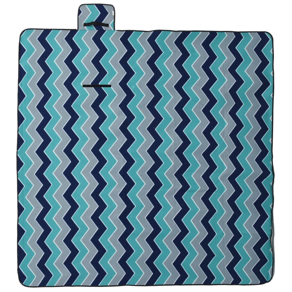 Picknickkleed opvouwbaar golven 200x200 cm fluweel blauw