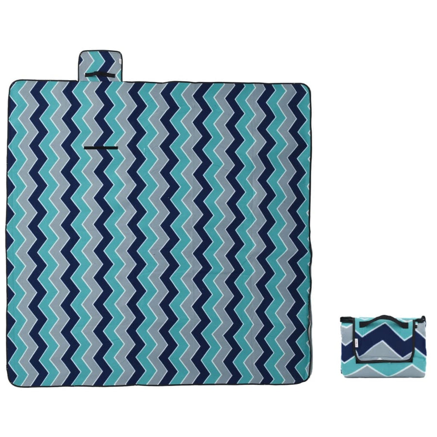 Picknickkleed opvouwbaar golven 200x200 cm fluweel blauw