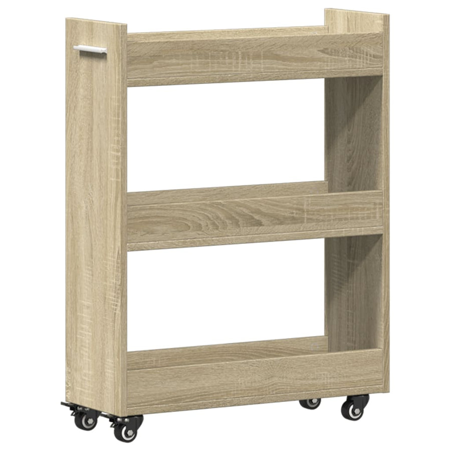 Kast met wieltjes 60x22x79 bewerkt hout sonoma eikenkleurig