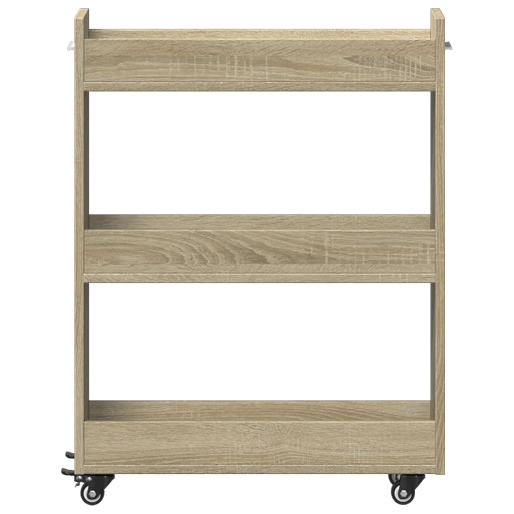 Kast met wieltjes 60x22x79 bewerkt hout sonoma eikenkleurig