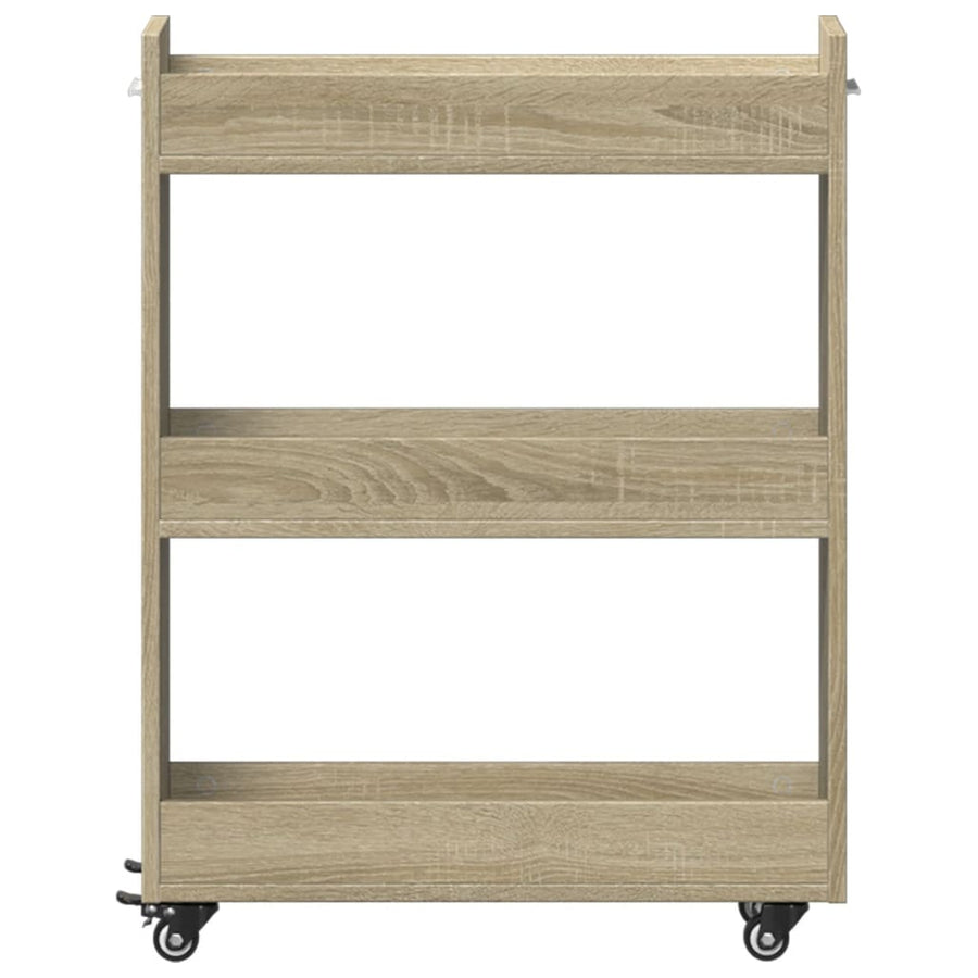 Kast met wieltjes 60x22x79 bewerkt hout sonoma eikenkleurig