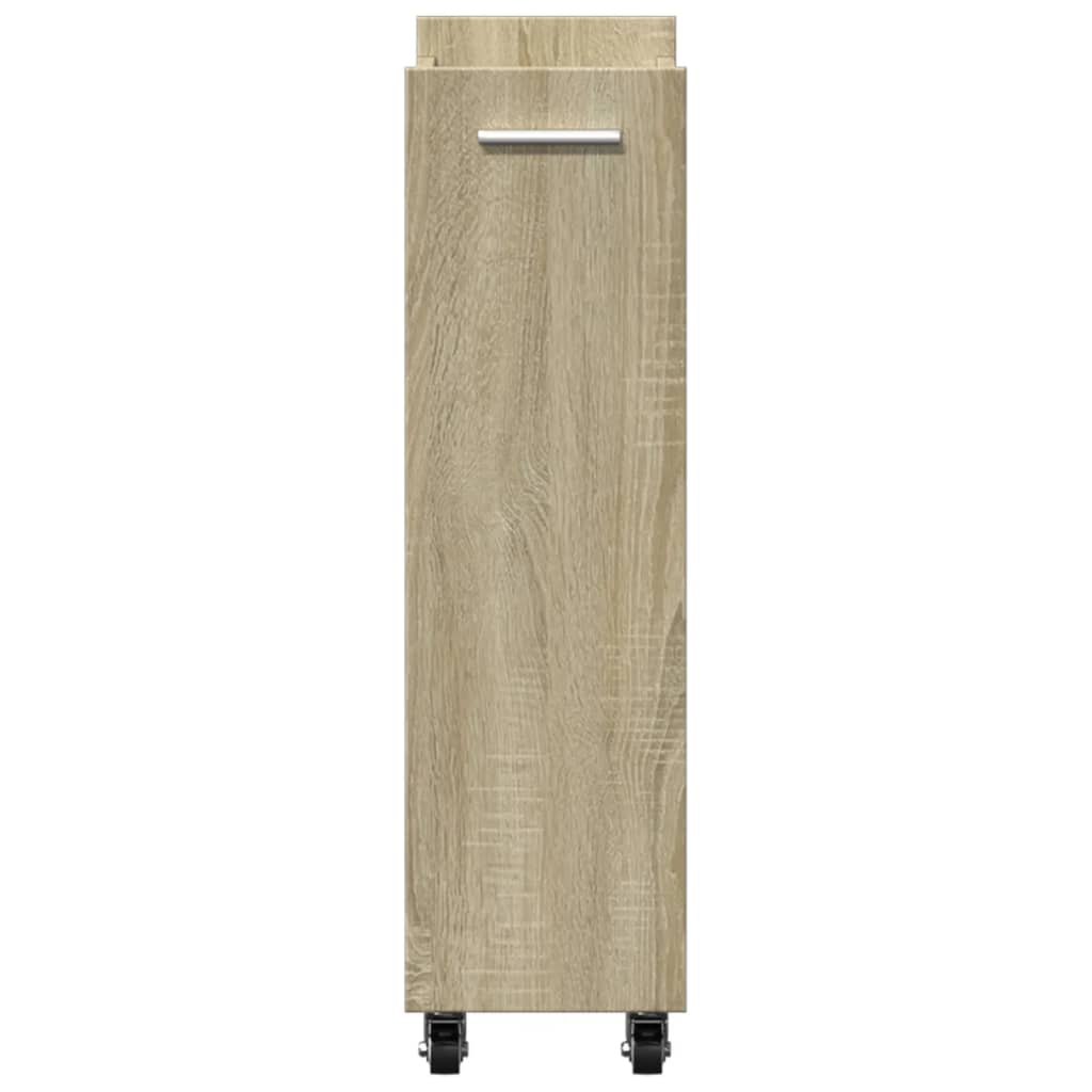 Kast met wieltjes 60x22x79 bewerkt hout sonoma eikenkleurig