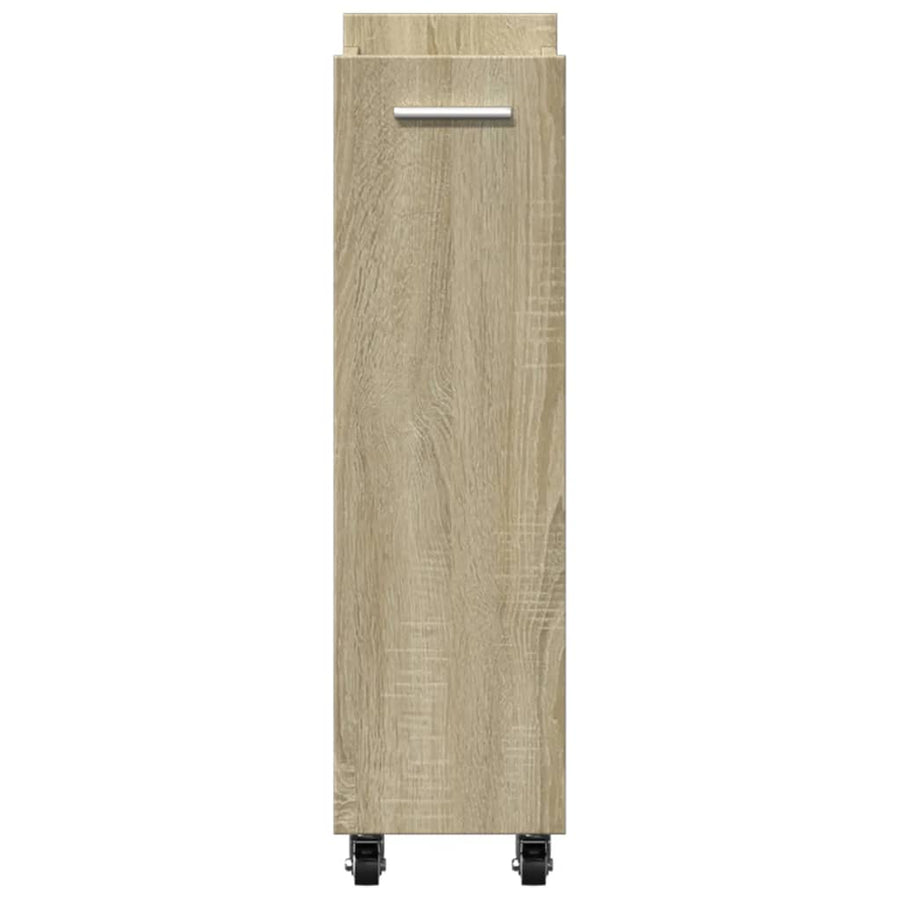 Kast met wieltjes 60x22x79 bewerkt hout sonoma eikenkleurig