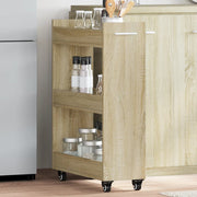 Kast met wieltjes 60x22x79 cm bewerkt hout sonoma eiken