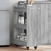 Opbergkast met wieltjes 60x22x79 cm bewerkt hout grijs