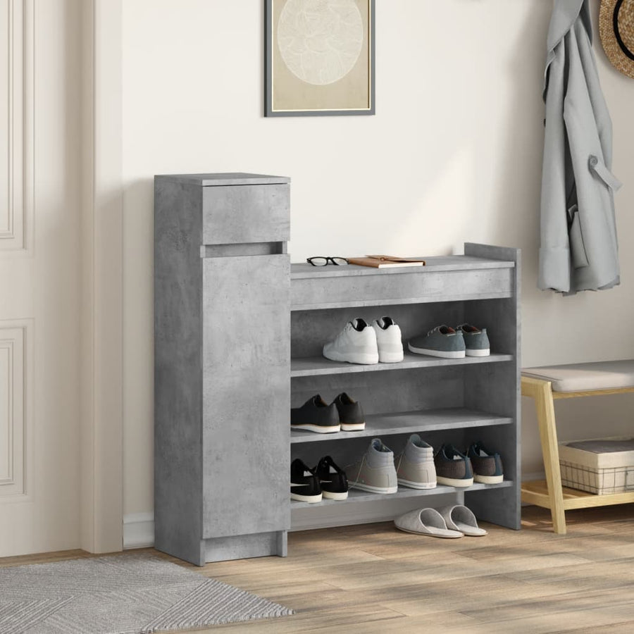 Schoenenkast 100,5x28x100 cm bewerkt hout betongrijs