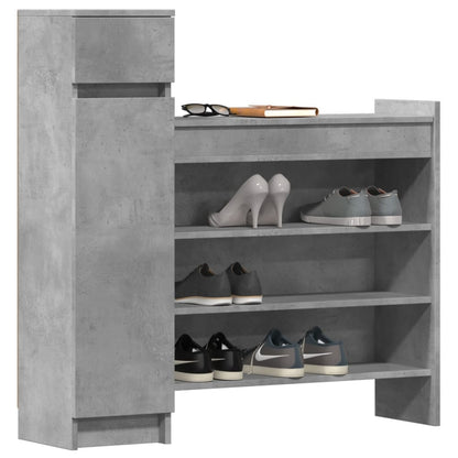 Schoenenkast 100,5x28x100 cm bewerkt hout betongrijs
