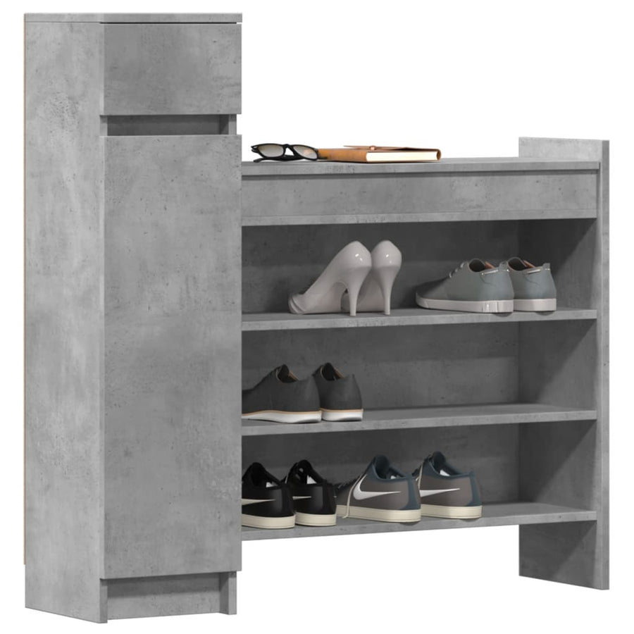 Schoenenkast 100,5x28x100 cm bewerkt hout betongrijs