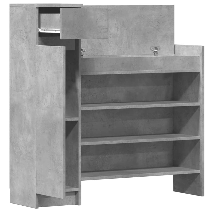 Schoenenkast 100,5x28x100 cm bewerkt hout betongrijs