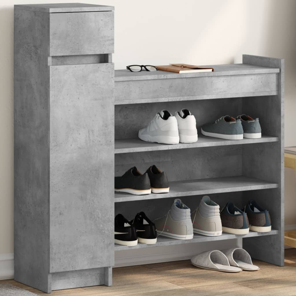 Schoenenkast 100,5x28x100 cm bewerkt hout betongrijs