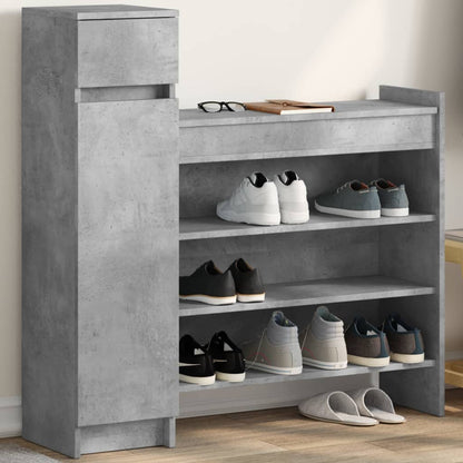 Schoenenkast 100,5x28x100 cm bewerkt hout betongrijs